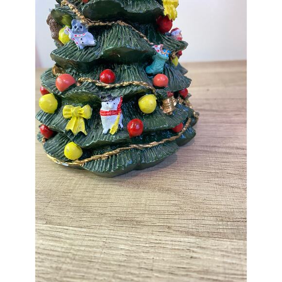 Vintage  8 inch Resin Hand Painted Christmas Tree Hollidays Decoration - Picture 7 of 10